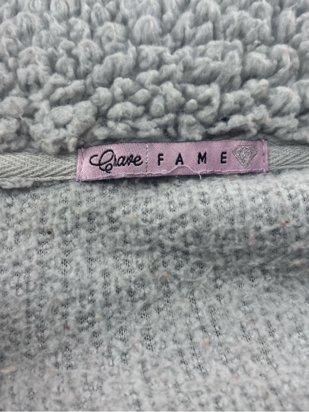 Crave Fame Light Gray Women's Jacket with Pink Label
